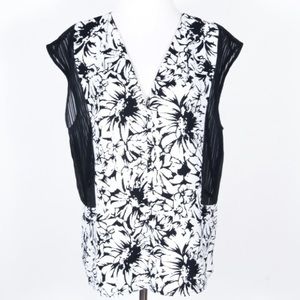 Robert Rodriquez Black & Floral blouse sheer sides